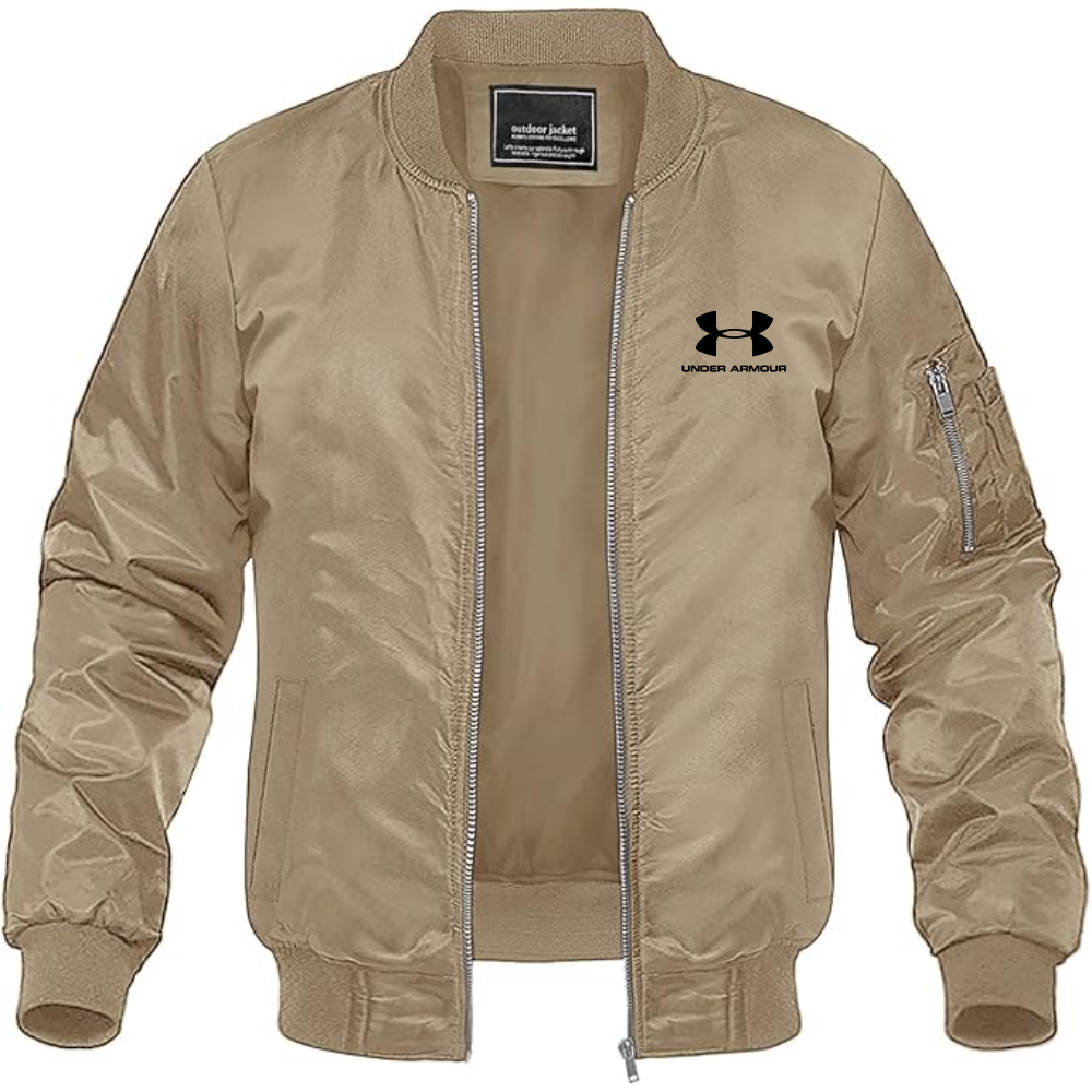 Men's Under Armour Logo Lightweight Bomber Jacket Windbreaker Softshell Varsity Jacket Coat