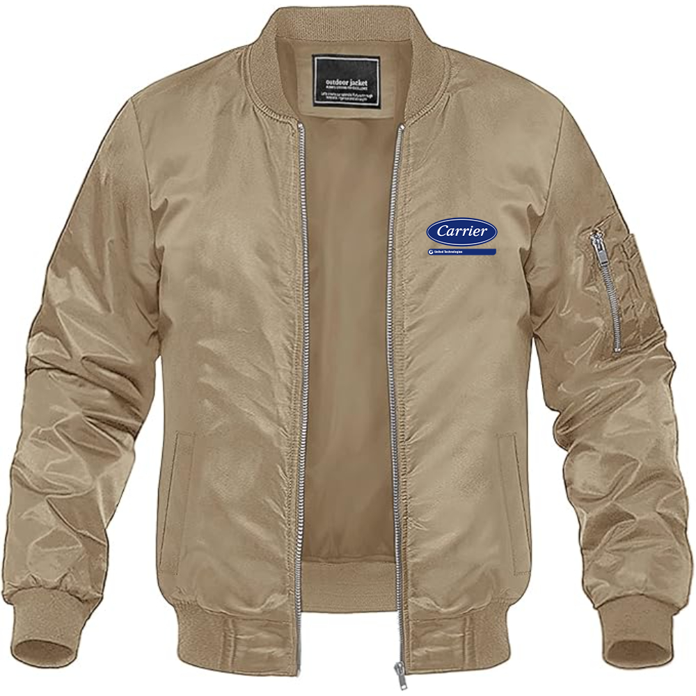 Men's Carrier Logo Lightweight Bomber Jacket Windbreaker Softshell Varsity Jacket Coat