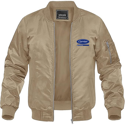 Men's Carrier Logo Lightweight Bomber Jacket Windbreaker Softshell Varsity Jacket Coat