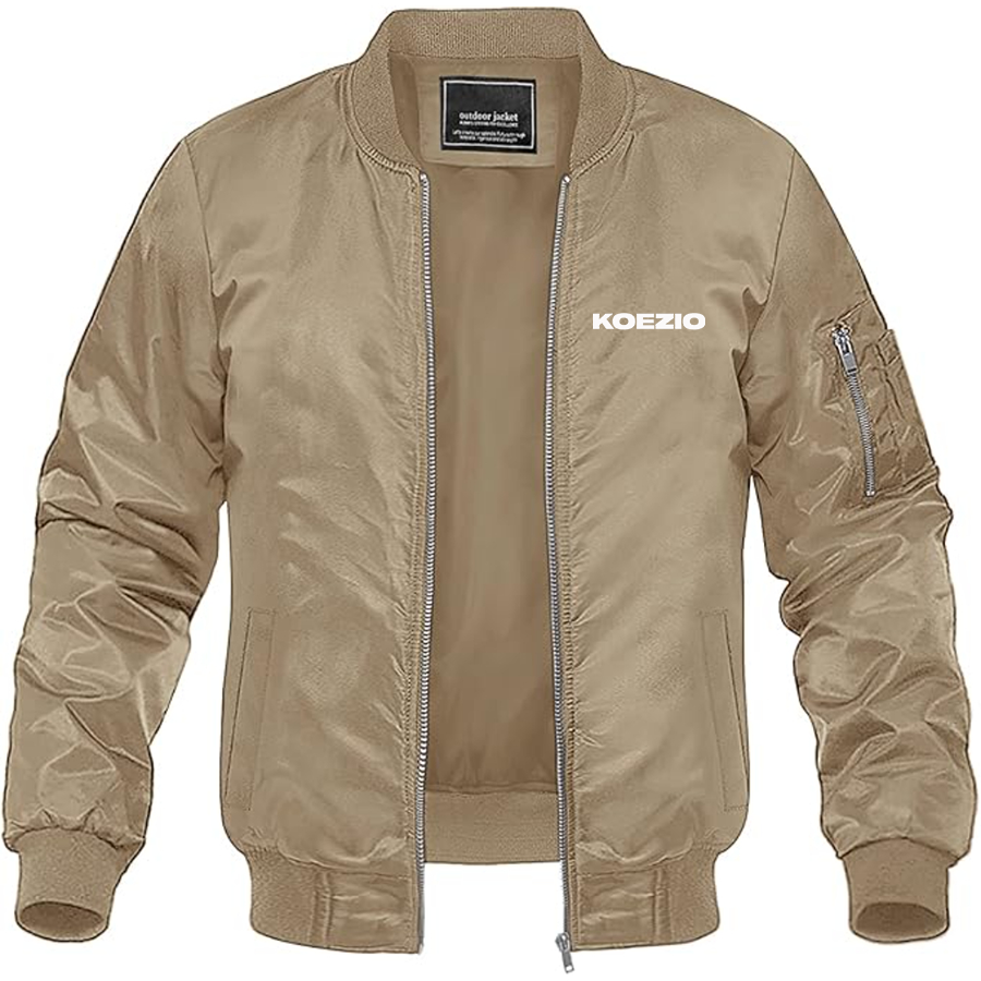 Men's KOEZIO Logo  Lightweight Bomber Jacket Windbreaker Softshell Varsity Jacket Coat