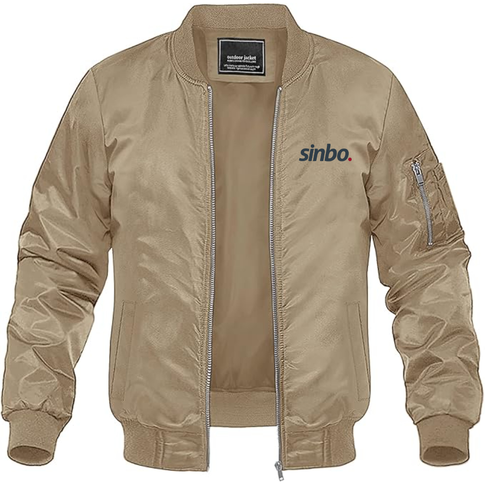 Men's Sinbo Logo Lightweight Bomber Jacket Windbreaker Softshell Varsity Jacket Coat