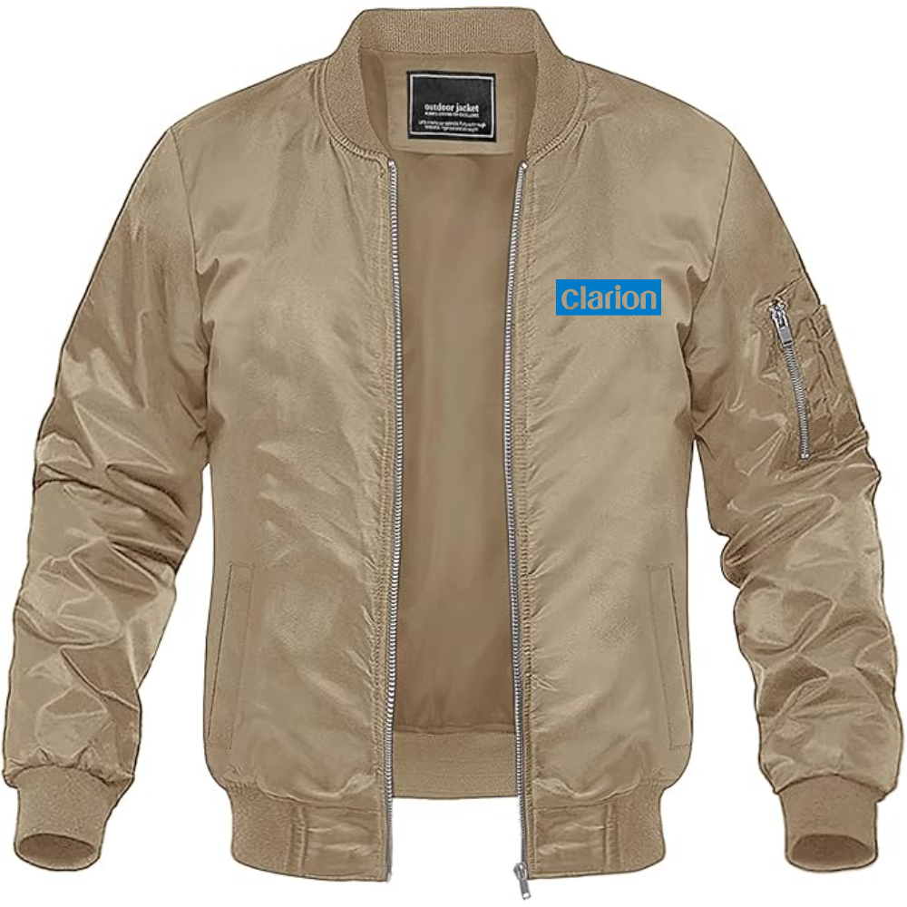 Men's Clarion Logo Lightweight Bomber Jacket Windbreaker Softshell Varsity Jacket Coat