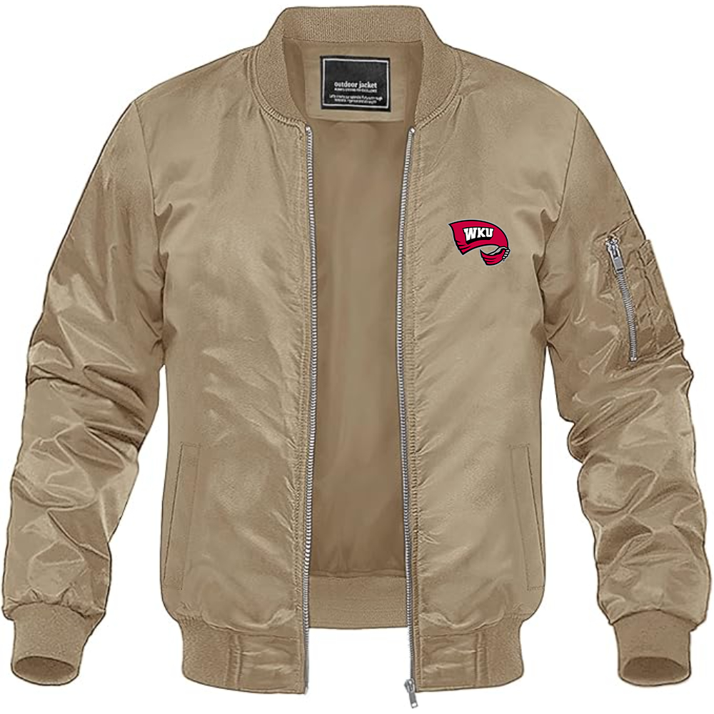 Men's Western Kentucky Hilltoppers Logo Lightweight Bomber Jacket Windbreaker Softshell Varsity Jacket Coat
