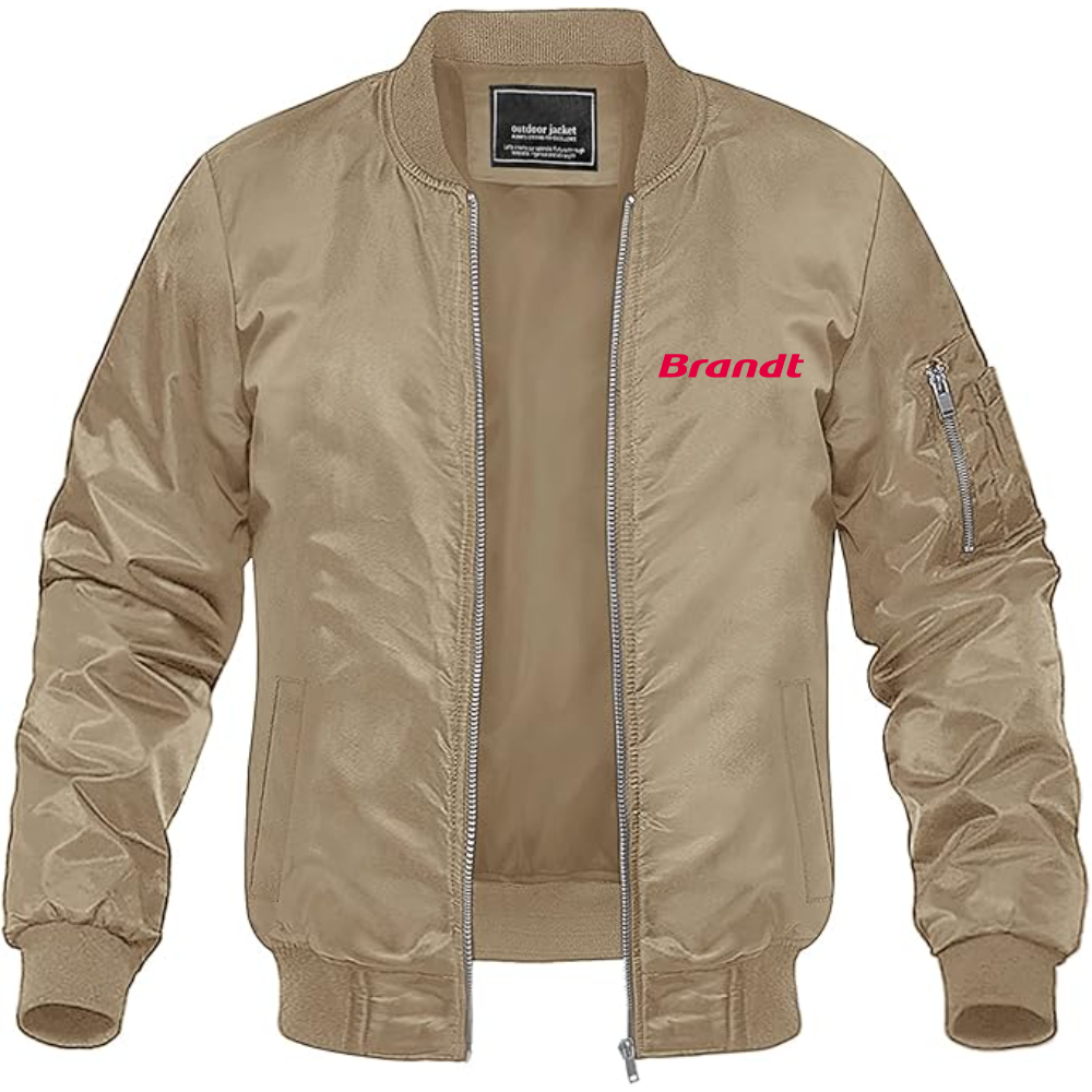 Men's Brandt Logo Lightweight Bomber Jacket Windbreaker Softshell Varsity Jacket Coat