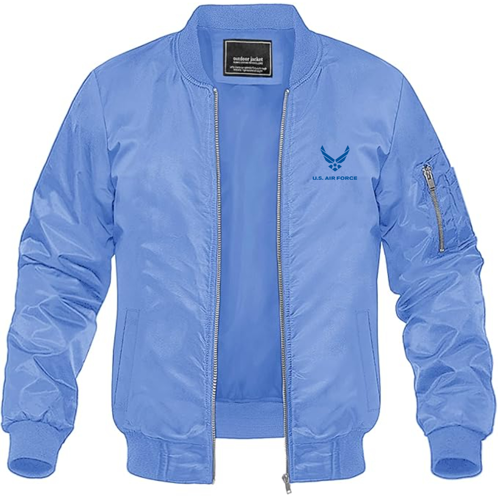 Men's US Airforce Logo Lightweight Bomber Jacket Windbreaker Softshell Varsity Jacket Coat