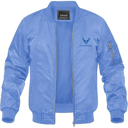 Men's US Airforce Logo Lightweight Bomber Jacket Windbreaker Softshell Varsity Jacket Coat
