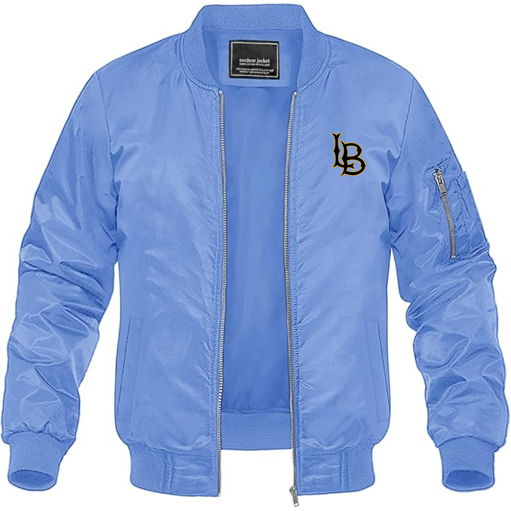 Men's Long Beach State 49ers Logo Lightweight Bomber Jacket Windbreaker Softshell Varsity Jacket Coat