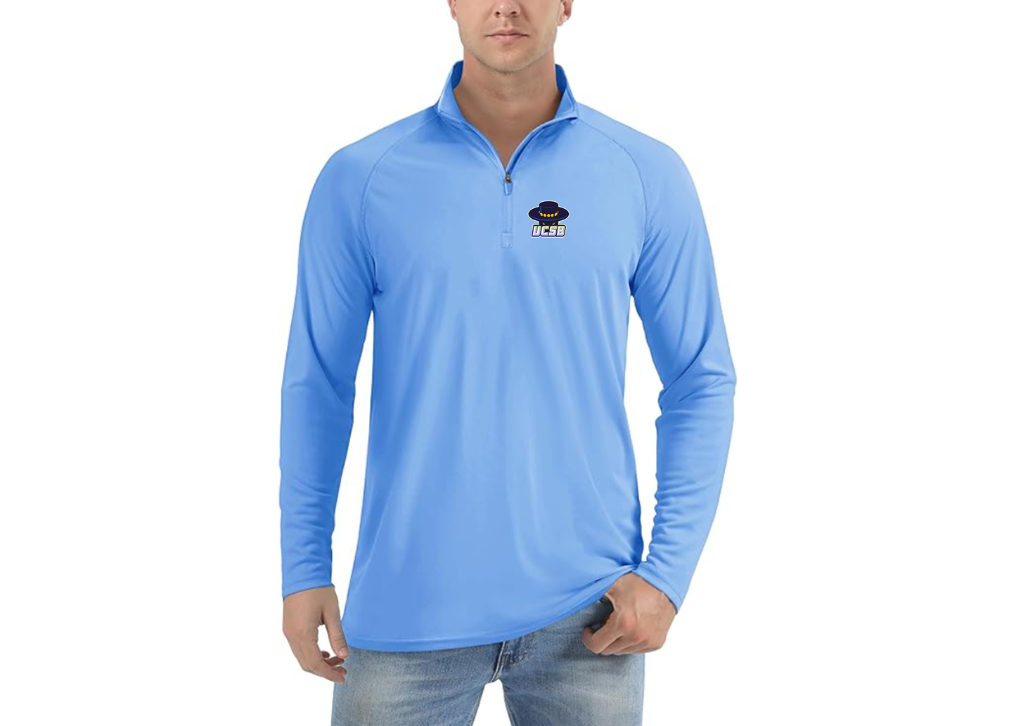 Men's UCSB Gauchos Lightweight Quarter-Zip Athletic Shirt Long Sleeve Polyester Wear