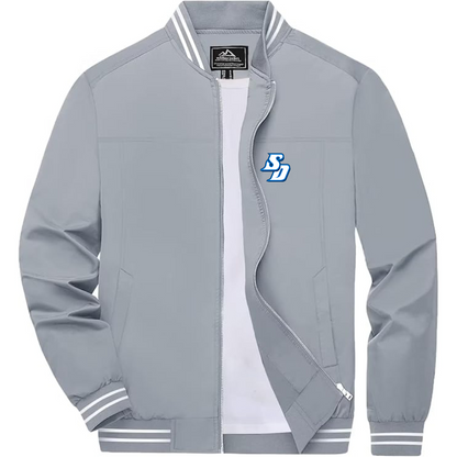 Men's San Diego Toreros Logo Lightweight Zip-Up Bomber Jacket with Ribbed Collar and Cuffs Versatile Casual Outerwear