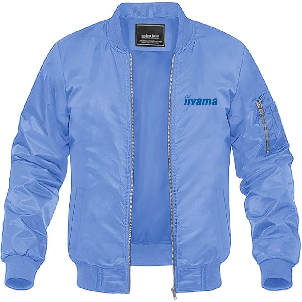 Men's Iiyama Logo Lightweight Bomber Jacket Windbreaker Softshell Varsity Jacket Coat