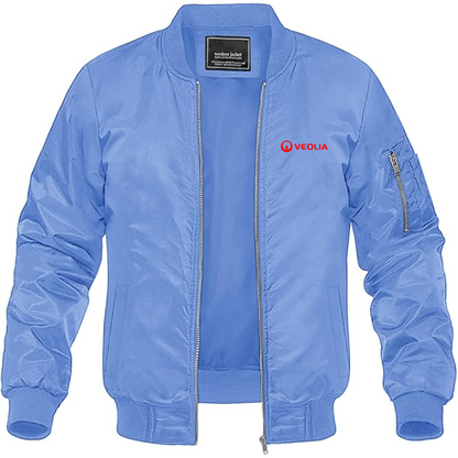 Men's Veolia Logo Lightweight Bomber Jacket Windbreaker Softshell Varsity Jacket Coat