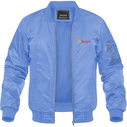 Men's SpiceJet Logo  Lightweight Bomber Jacket Windbreaker Softshell Varsity Jacket Coat
