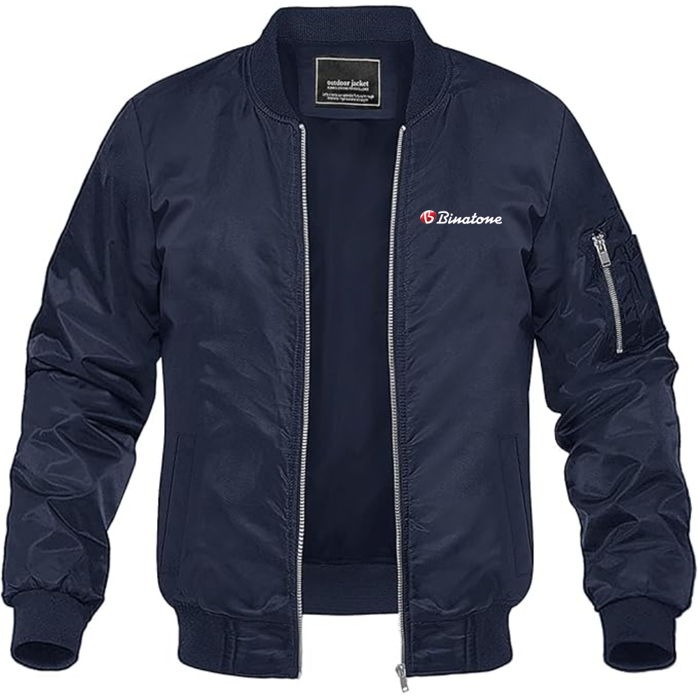 Men's Binatone Logo Lightweight Bomber Jacket Windbreaker Softshell Varsity Jacket Coat