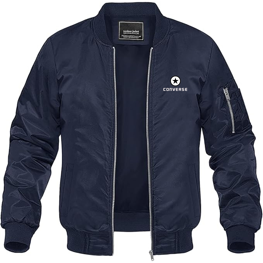 Men's Converse Logo Lightweight Bomber Jacket Windbreaker Softshell Varsity Jacket Coat