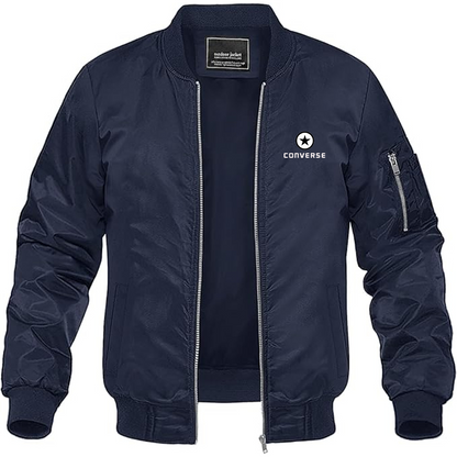 Men's Converse Logo Lightweight Bomber Jacket Windbreaker Softshell Varsity Jacket Coat