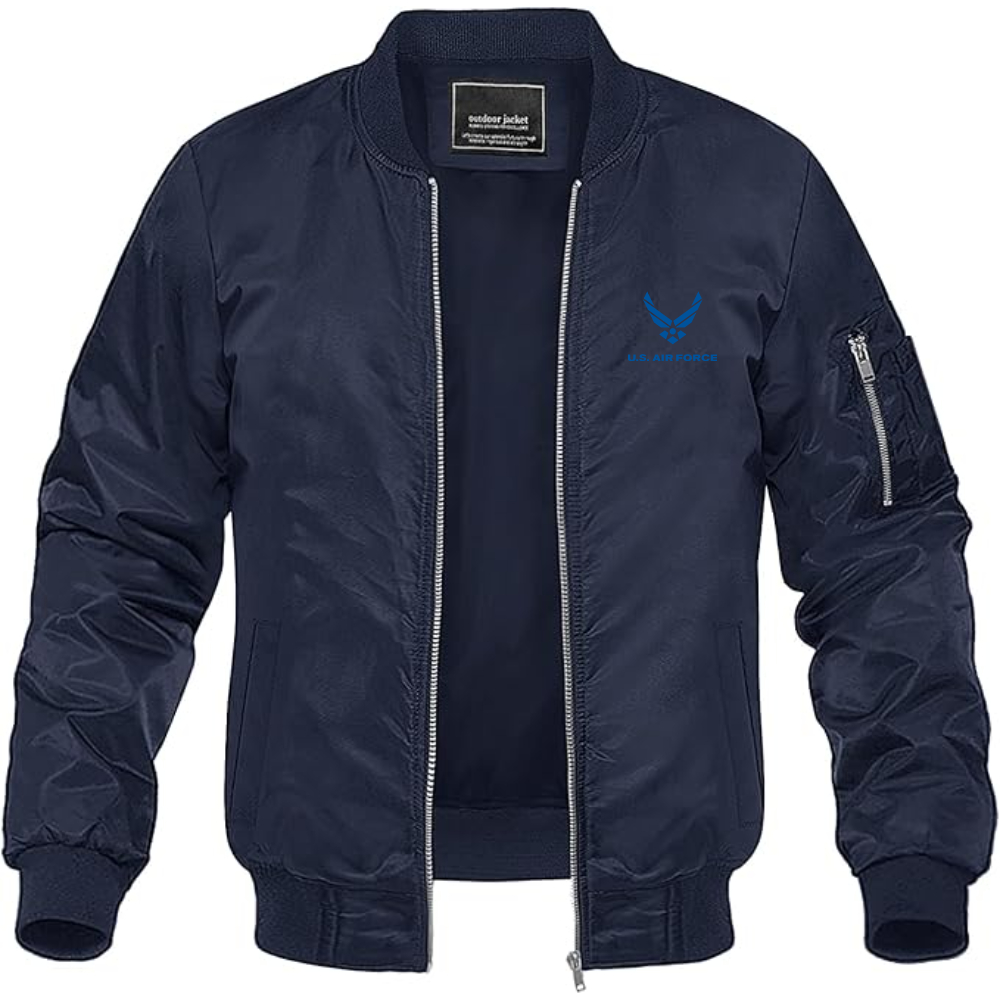 Men's US Airforce Logo Lightweight Bomber Jacket Windbreaker Softshell Varsity Jacket Coat