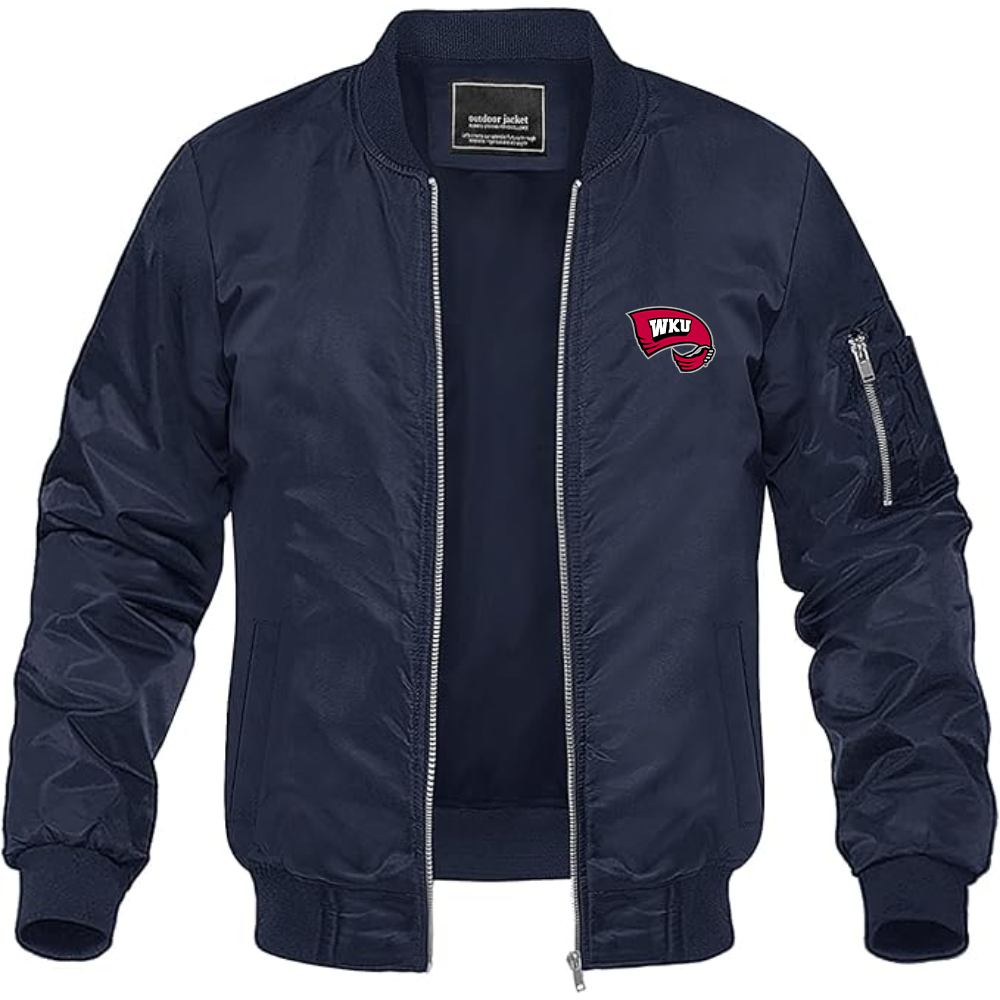 Men's Western Kentucky Hilltoppers Logo Lightweight Bomber Jacket Windbreaker Softshell Varsity Jacket Coat