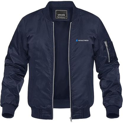 Men's Schulthess Logo  Lightweight Bomber Jacket Windbreaker Softshell Varsity Jacket Coat