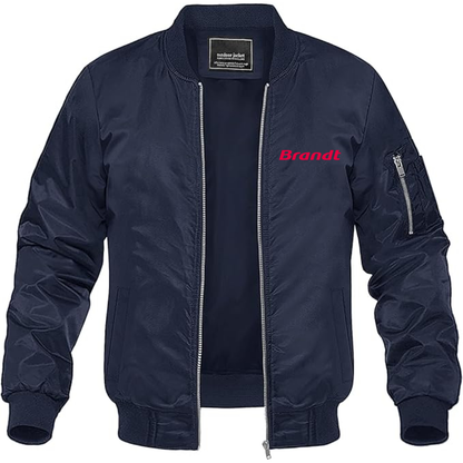 Men's Brandt Logo Lightweight Bomber Jacket Windbreaker Softshell Varsity Jacket Coat