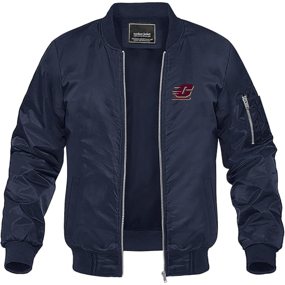 Men's Central Michigan Chippewas  Lightweight Bomber Jacket Windbreaker Softshell Varsity Jacket Coat