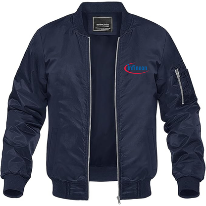 Men's Infineon Logo Lightweight Bomber Jacket Windbreaker Softshell Varsity Jacket Coat