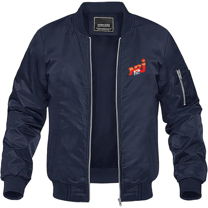 Men's NRJ 12 Logo  Lightweight Bomber Jacket Windbreaker Softshell Varsity Jacket Coat