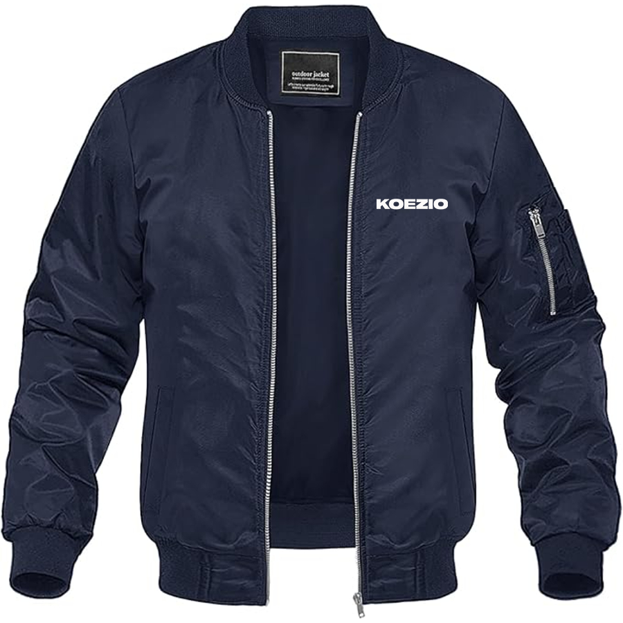 Men's KOEZIO Logo  Lightweight Bomber Jacket Windbreaker Softshell Varsity Jacket Coat