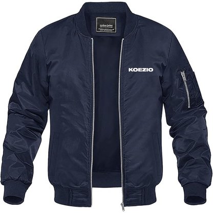 Men's KOEZIO Logo  Lightweight Bomber Jacket Windbreaker Softshell Varsity Jacket Coat