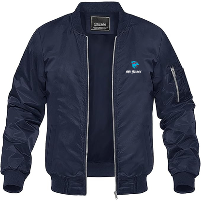 Men's Mr Beast Logo  Lightweight Bomber Jacket Windbreaker Softshell Varsity Jacket Coat