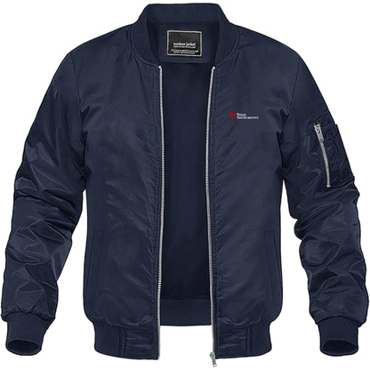 Men's Texas Instruments Logo Lightweight Bomber Jacket Windbreaker Softshell Varsity Jacket Coat