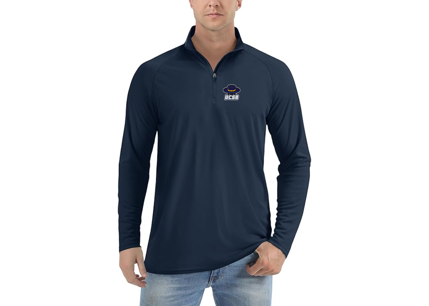 Men's UCSB Gauchos Lightweight Quarter-Zip Athletic Shirt Long Sleeve Polyester Wear