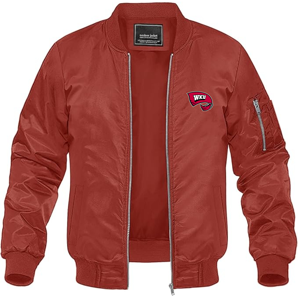 Men's Western Kentucky Hilltoppers Logo Lightweight Bomber Jacket Windbreaker Softshell Varsity Jacket Coat