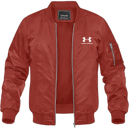 Men's Under Armour Logo Lightweight Bomber Jacket Windbreaker Softshell Varsity Jacket Coat