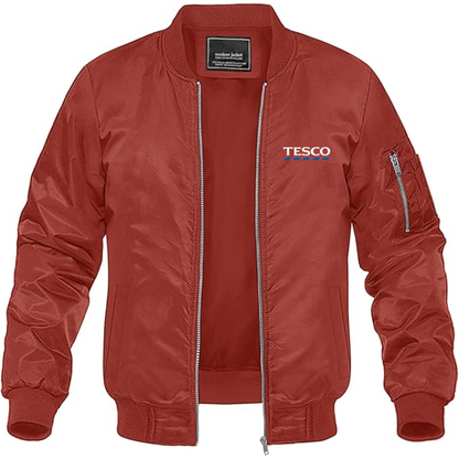 Men's Tesco Logo Lightweight Bomber Jacket Windbreaker Softshell Varsity Jacket Coat