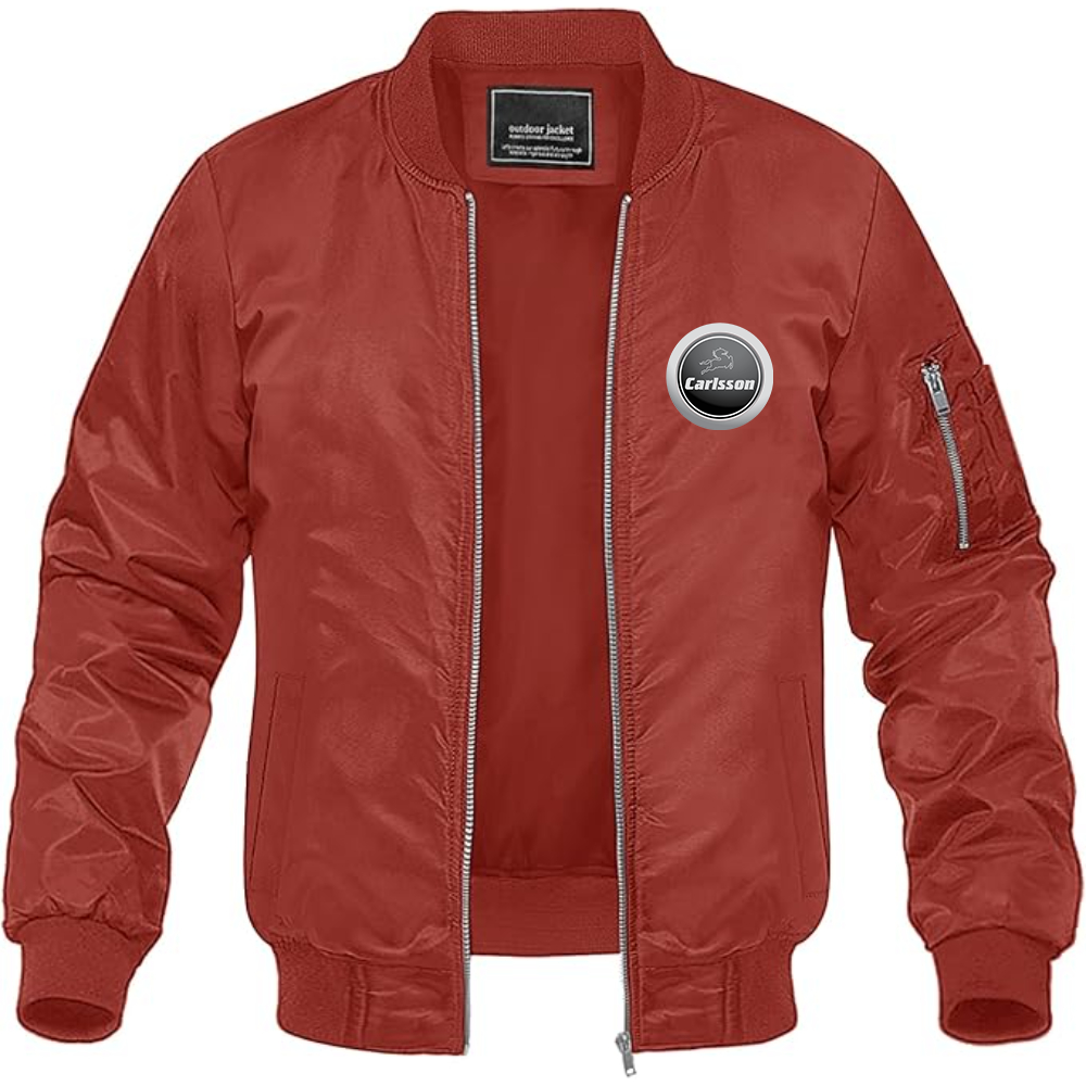 Men's Carlsson Logo Lightweight Bomber Jacket Windbreaker Softshell Varsity Jacket Coat