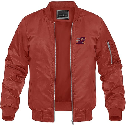 Men's Central Michigan Chippewas  Lightweight Bomber Jacket Windbreaker Softshell Varsity Jacket Coat