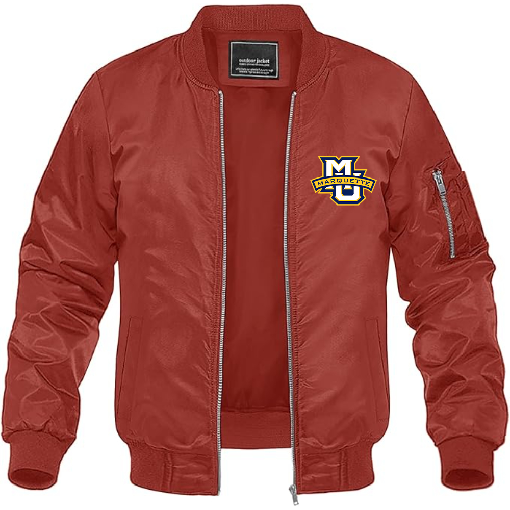 Men's Marquette Golden Eagles Logo Lightweight Bomber Jacket Windbreaker Softshell Varsity Jacket Coat