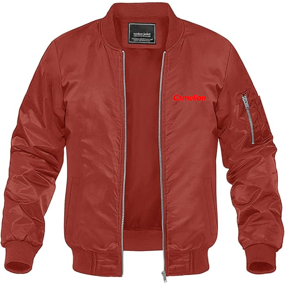 Men's Camelion Logo Lightweight Bomber Jacket Windbreaker Softshell Varsity Jacket Coat