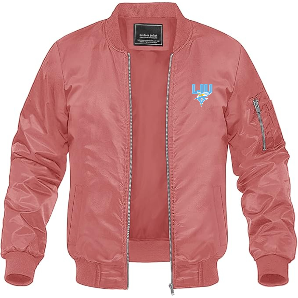 Men's LIU Brooklyn Blackbirds Logo Lightweight Bomber Jacket Windbreaker Softshell Varsity Jacket Coat