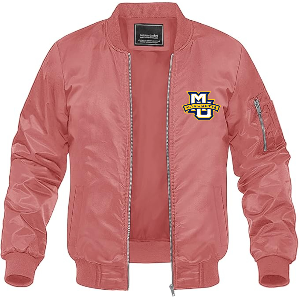 Men's Marquette Golden Eagles Logo Lightweight Bomber Jacket Windbreaker Softshell Varsity Jacket Coat