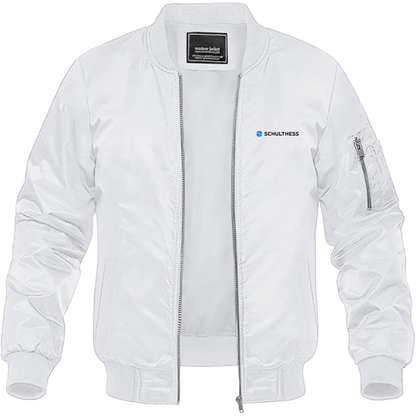 Men's Schulthess Logo  Lightweight Bomber Jacket Windbreaker Softshell Varsity Jacket Coat