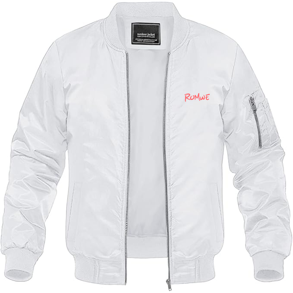 Men's Romwe Logo Lightweight Bomber Jacket Windbreaker Softshell Varsity Jacket Coat