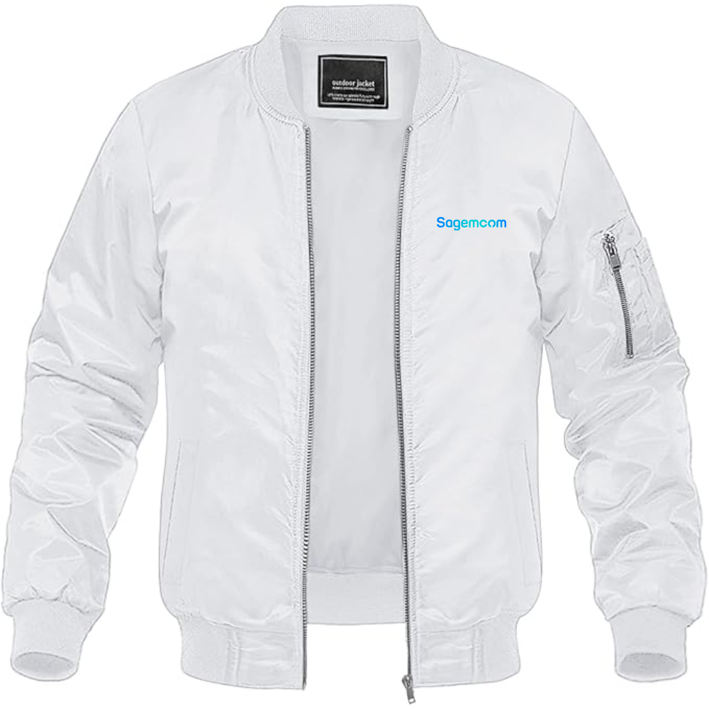 Men's Sagemcom Logo  Lightweight Bomber Jacket Windbreaker Softshell Varsity Jacket Coat