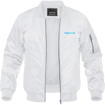 Men's Sagemcom Logo  Lightweight Bomber Jacket Windbreaker Softshell Varsity Jacket Coat