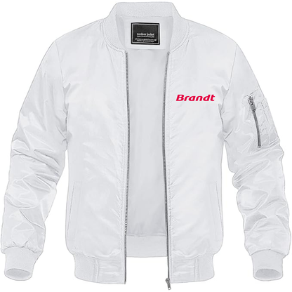 Men's Brandt Logo Lightweight Bomber Jacket Windbreaker Softshell Varsity Jacket Coat