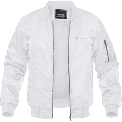 Men's Seagate Logo  Lightweight Bomber Jacket Windbreaker Softshell Varsity Jacket Coat