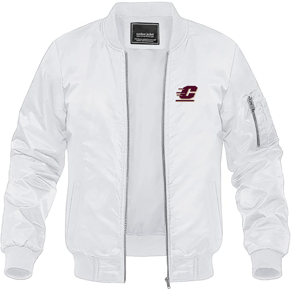 Men's Central Michigan Chippewas  Lightweight Bomber Jacket Windbreaker Softshell Varsity Jacket Coat