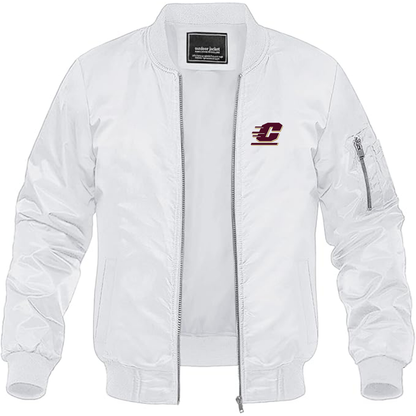 Men's Central Michigan Chippewas  Lightweight Bomber Jacket Windbreaker Softshell Varsity Jacket Coat