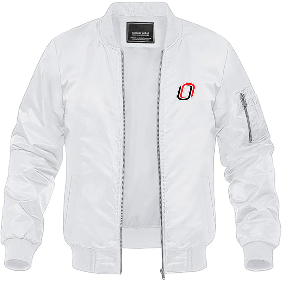Men's Nebraska Omaha Mavericks Logo Lightweight Bomber Jacket Windbreaker Softshell Varsity Jacket Coat