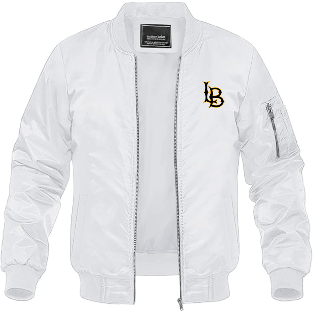 Men's Long Beach State 49ers Logo Lightweight Bomber Jacket Windbreaker Softshell Varsity Jacket Coat